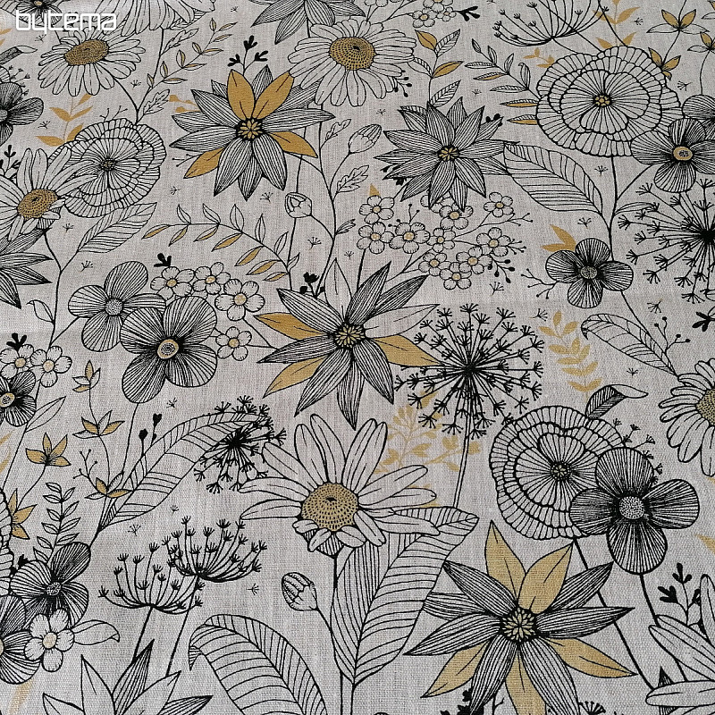 Tissu en lin DAISY GOLD