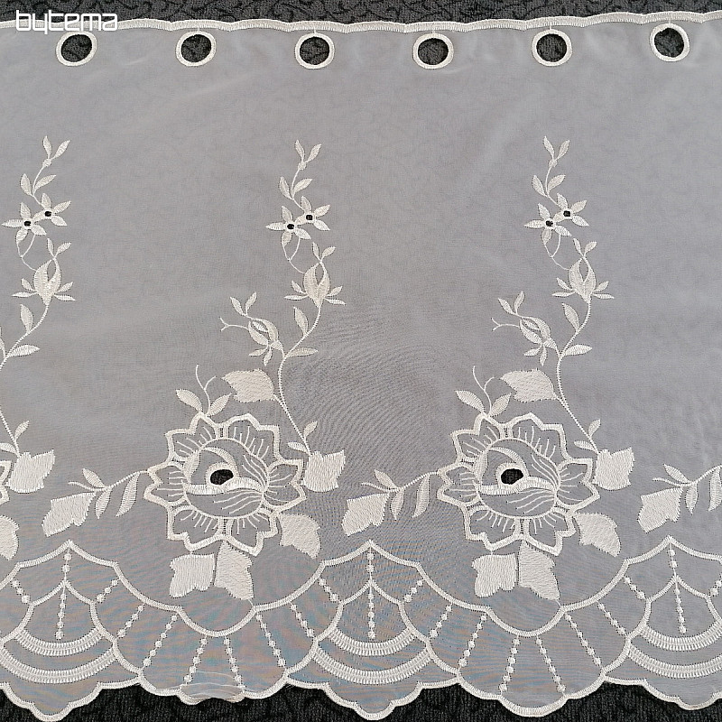 Rideau vitrail - voile avec broderie de fleurs