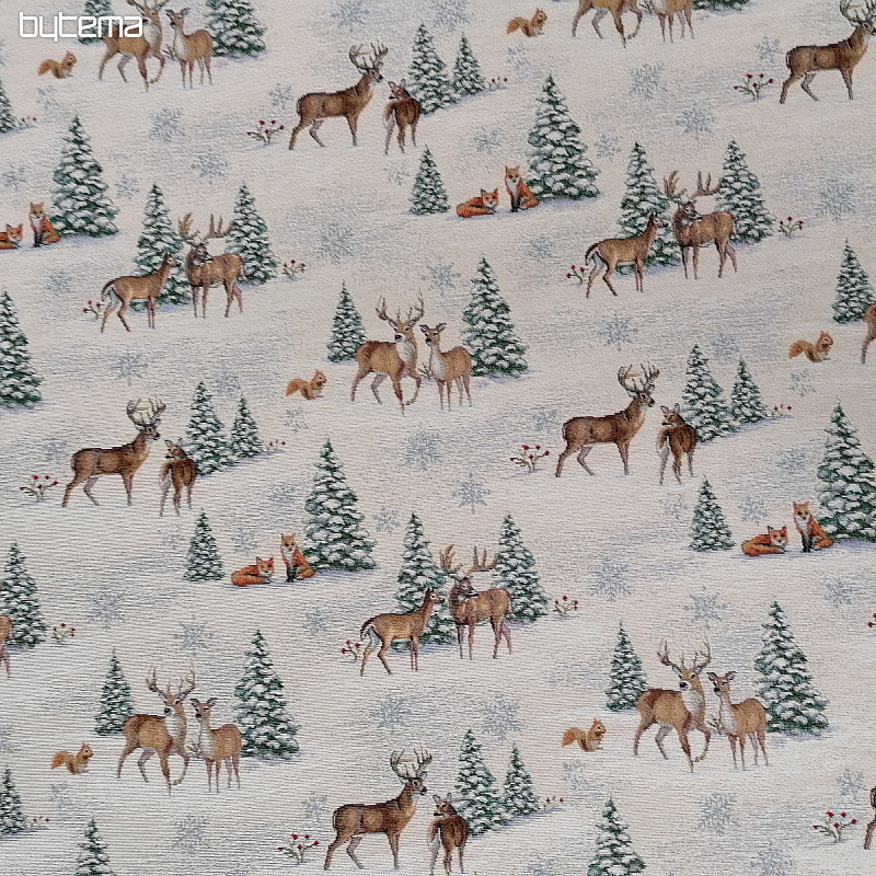 Tissu tapisserie ANIMAUX PRÈS DE L&#39;ARBRE