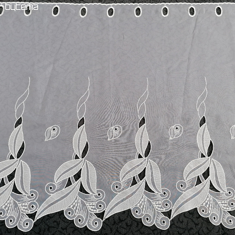 Rideau vitrail - voile à feuilles brodées 1696
