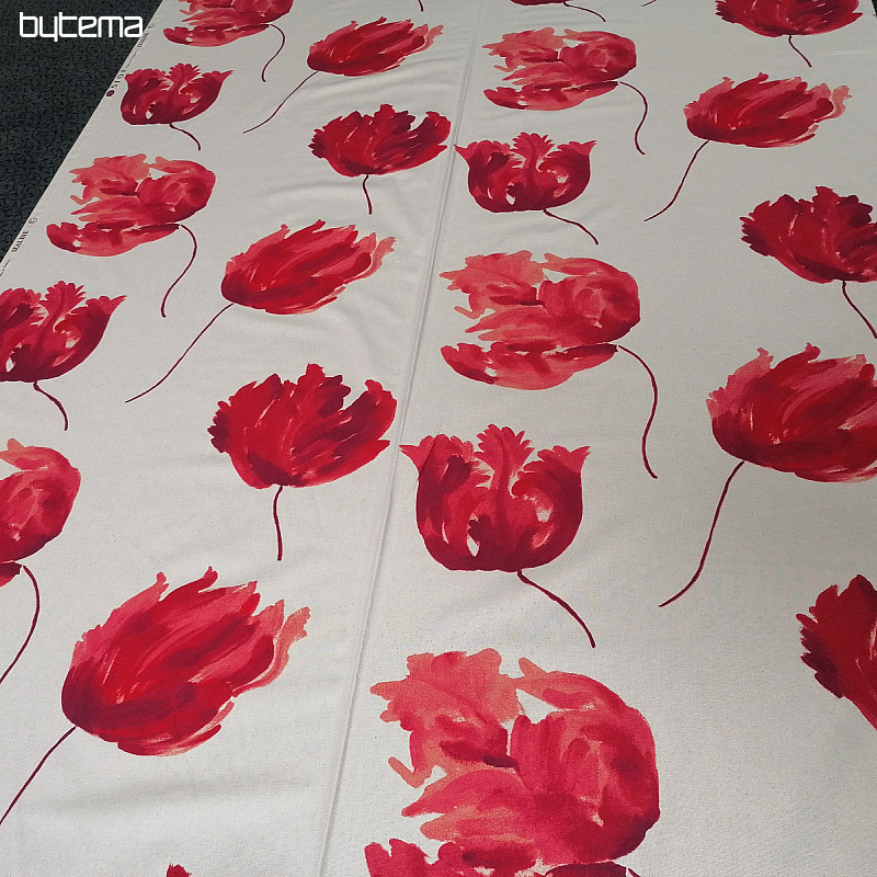 Tissu déco IZALINE rouge