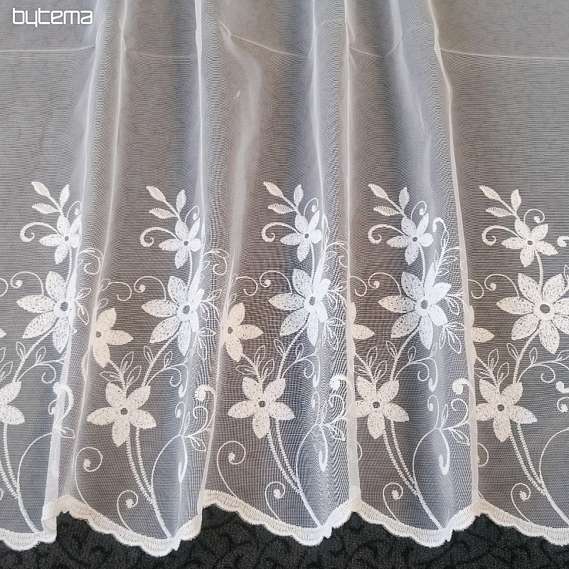 Rideau brodé de luxe H1/2913/175/01 blanc