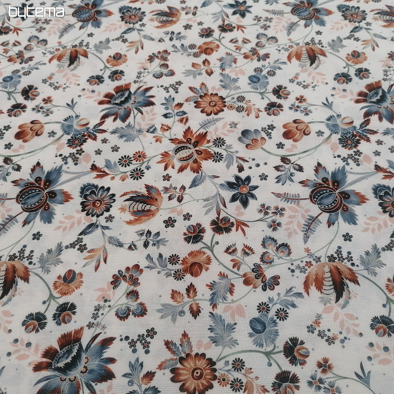 Tissu coton VARANASI KALAMKARI blanc