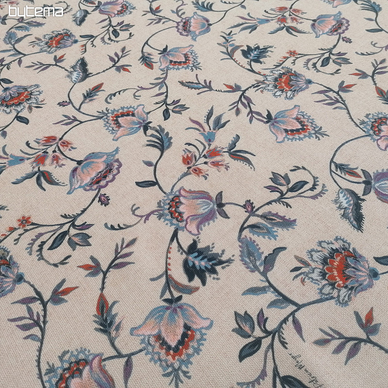 Tissu déco PETITE FLEUR BLEUE