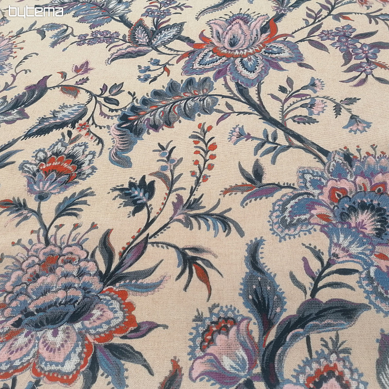 Tissu déco GRANDE FLEUR BLEUE