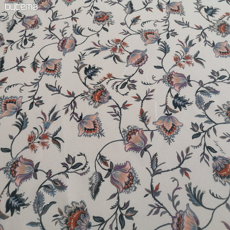 Tissu décoratif VARANASI-C petite fleur blanche