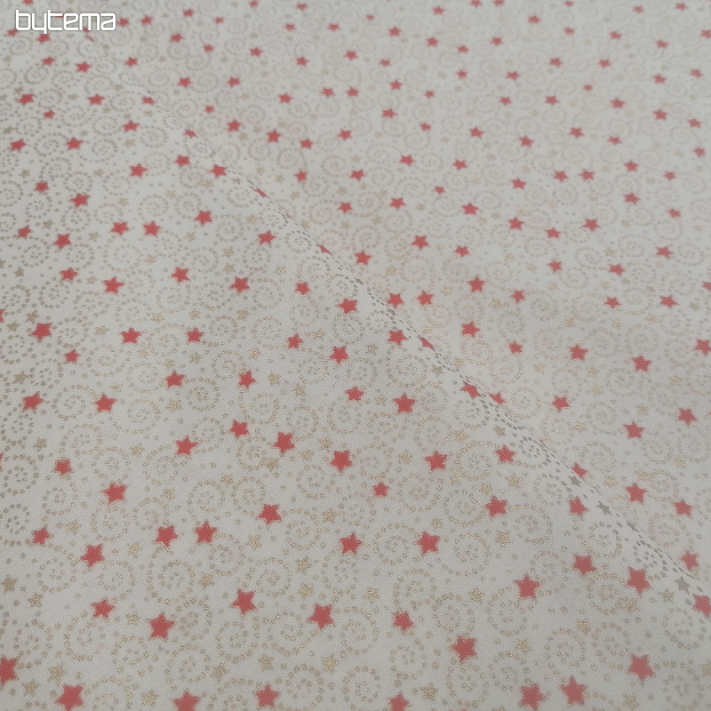 Tissu de Noël en coton crème avec des mini étoiles