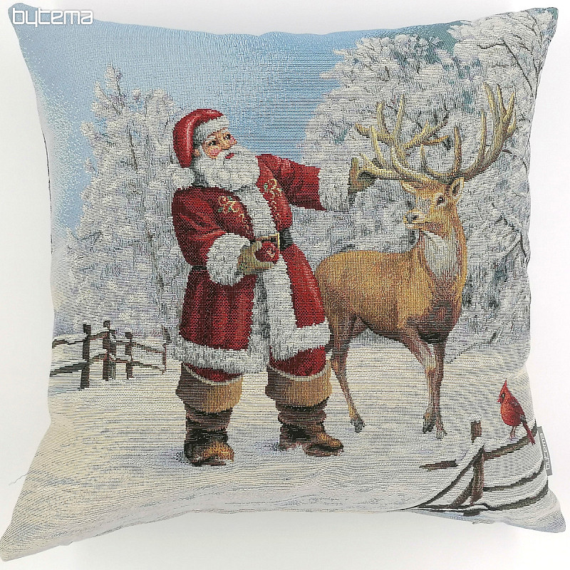 Housse tapisserie de Noël PÈRE NOËL AVEC CERF