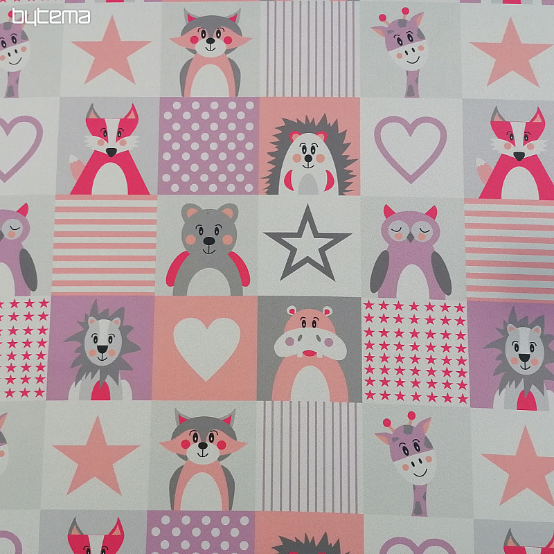 Tissu déco BLACK-OUT Animaux rose-violet