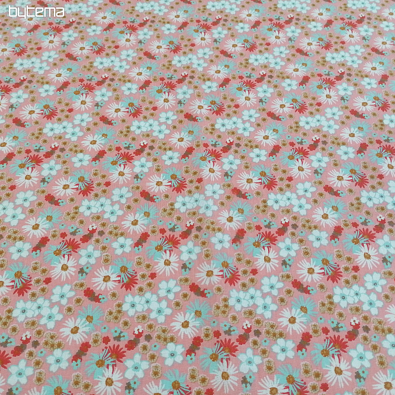 Tissu coton ZINIA fleurs de pêche