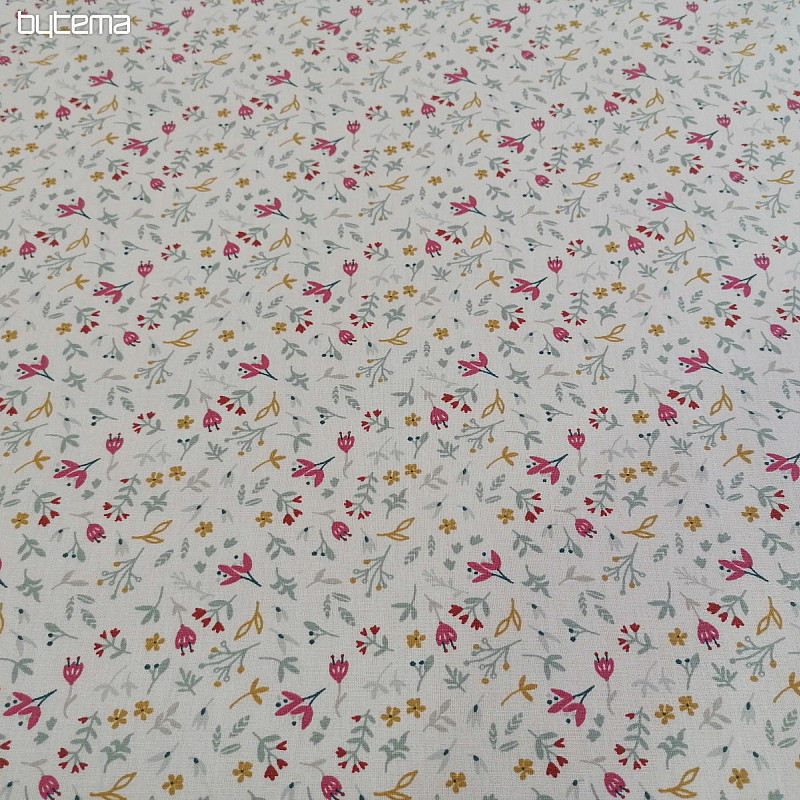 Tissu coton AZRA fleurs blanc