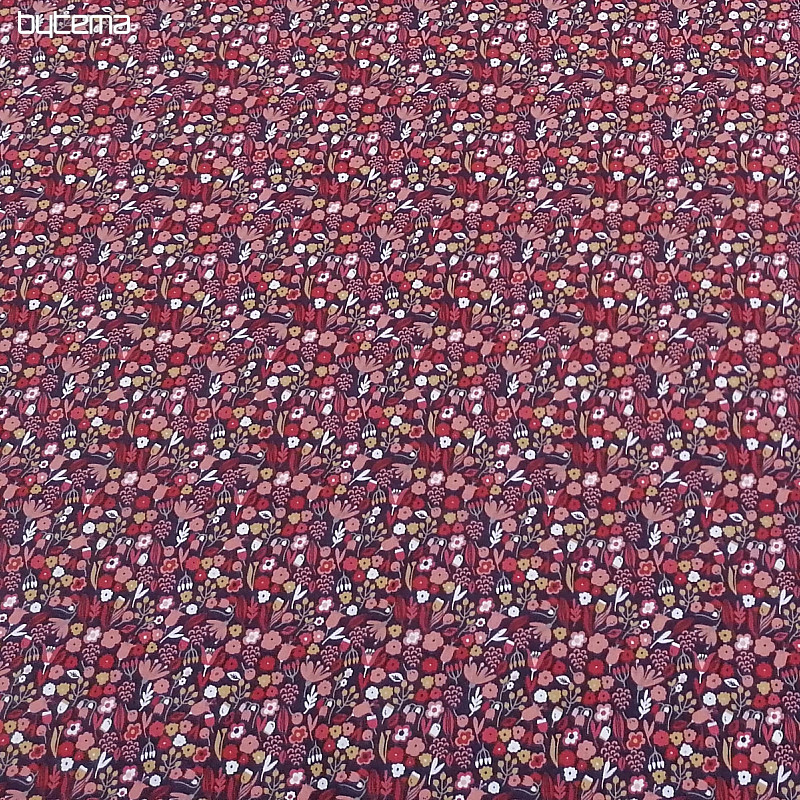 Tissu coton AXEA fleurs marron-violet