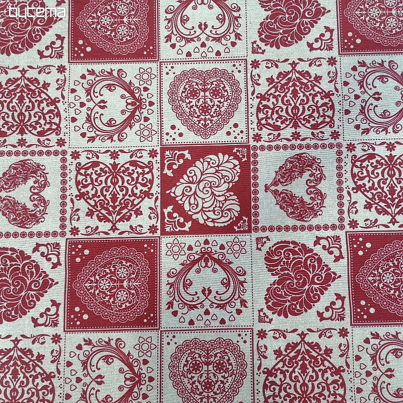 Tissu décoratif AMORE GRANATE rouge