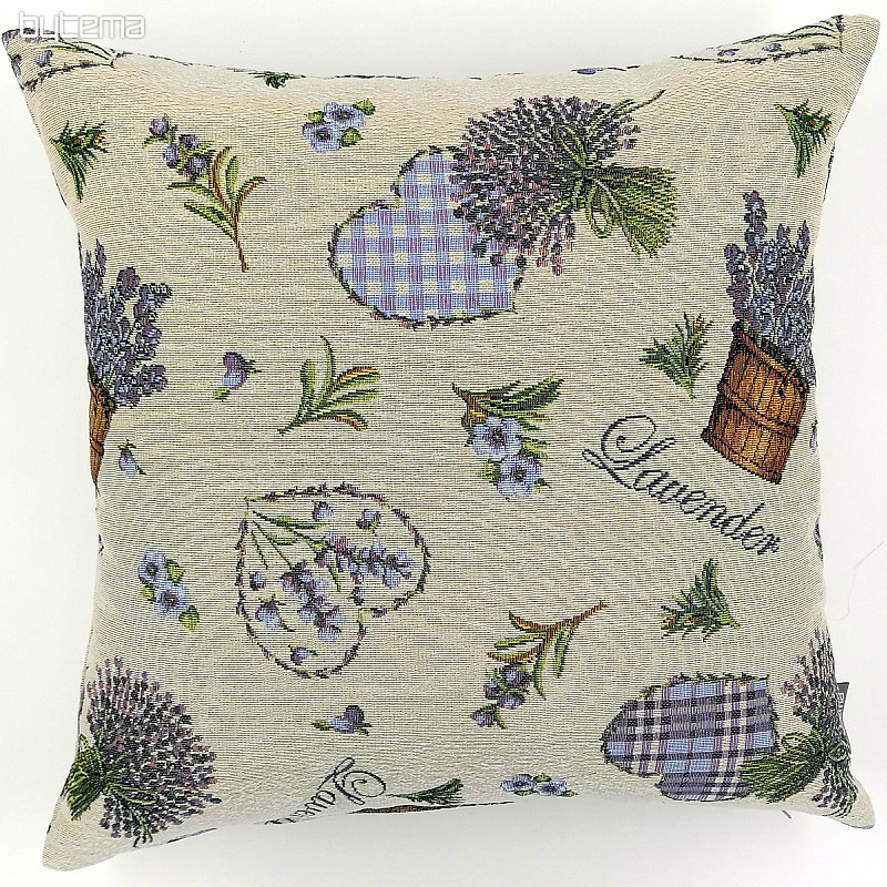 Housse de coussin tapisserie COEUR DE LAVANDE