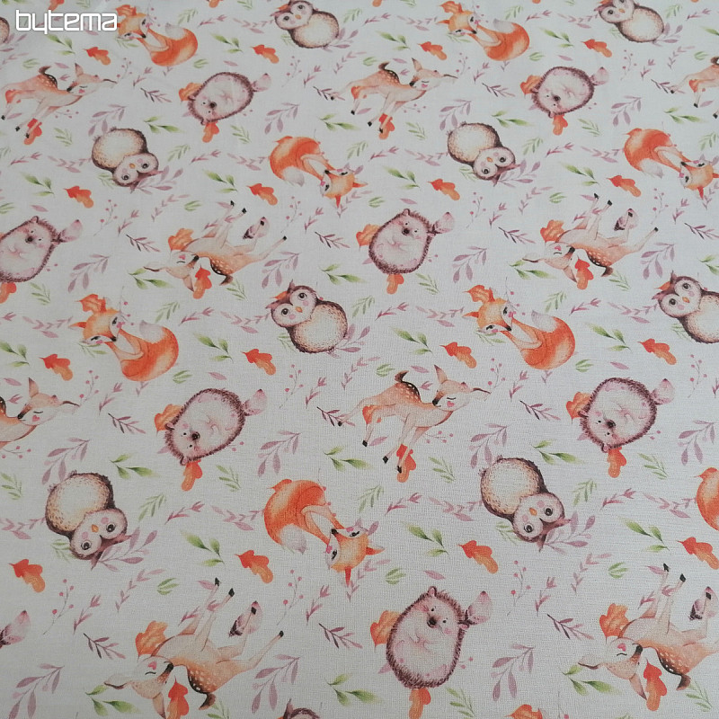 Tissu en coton Hiboux et cerfs