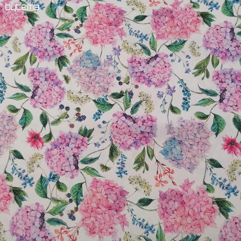 Tissu déco hortensia et mûre