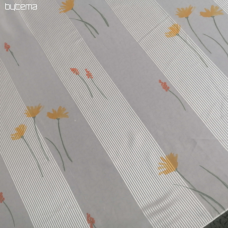 Rideau en voile rayures blanches avec fleurs 829291/05