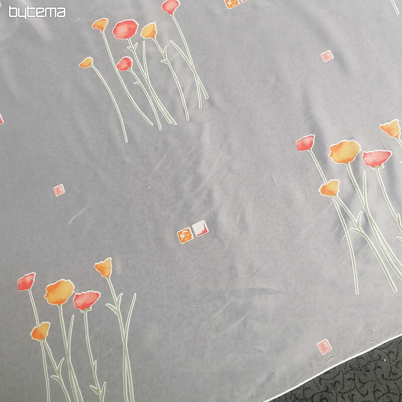 Rideau en voile blanc avec fleurs printanières