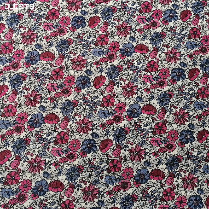 Tissu coton APOLÉNA fleurs violet-bordeaux
