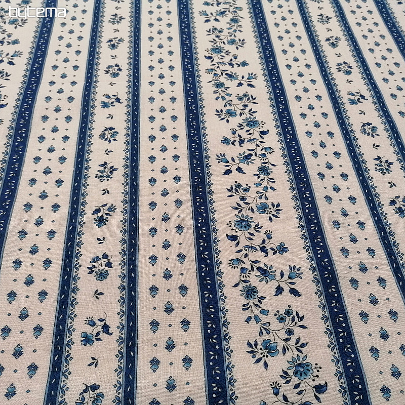Tissu coton MAJOLIKA rayure bleue
