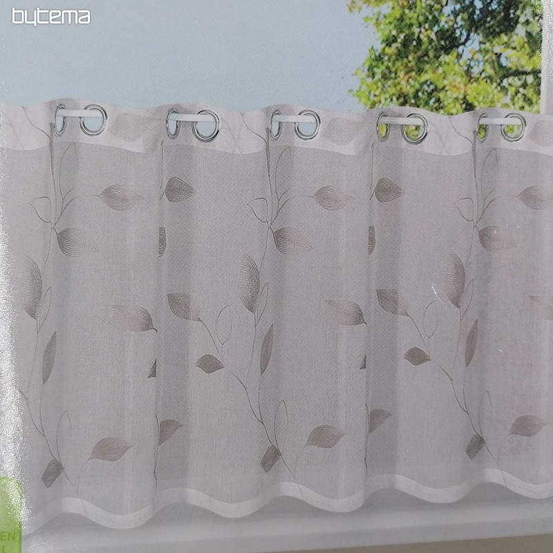 Rideau fini GERSTER feuilles gris-beige 50x150 cm