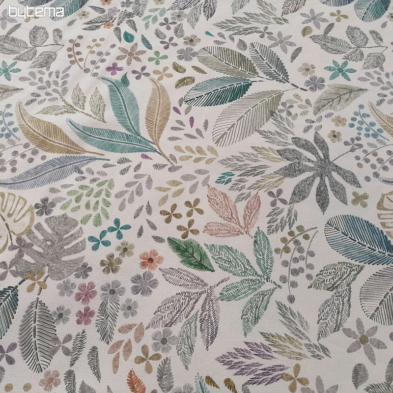 Tissu déco MELIA FEUILLES vert