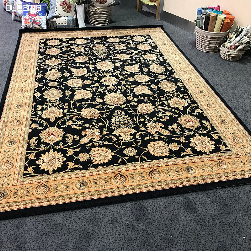 Tapis de luxe en laine PRAGUE noir / beige