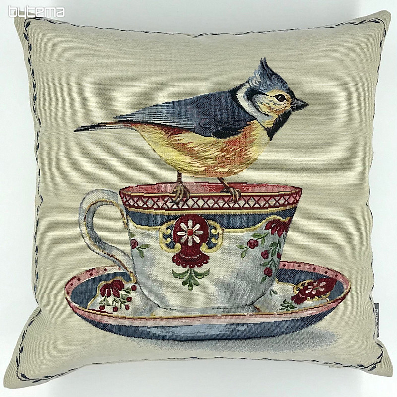 Housse de coussin tapisserie Oiseaux sur un mug 1