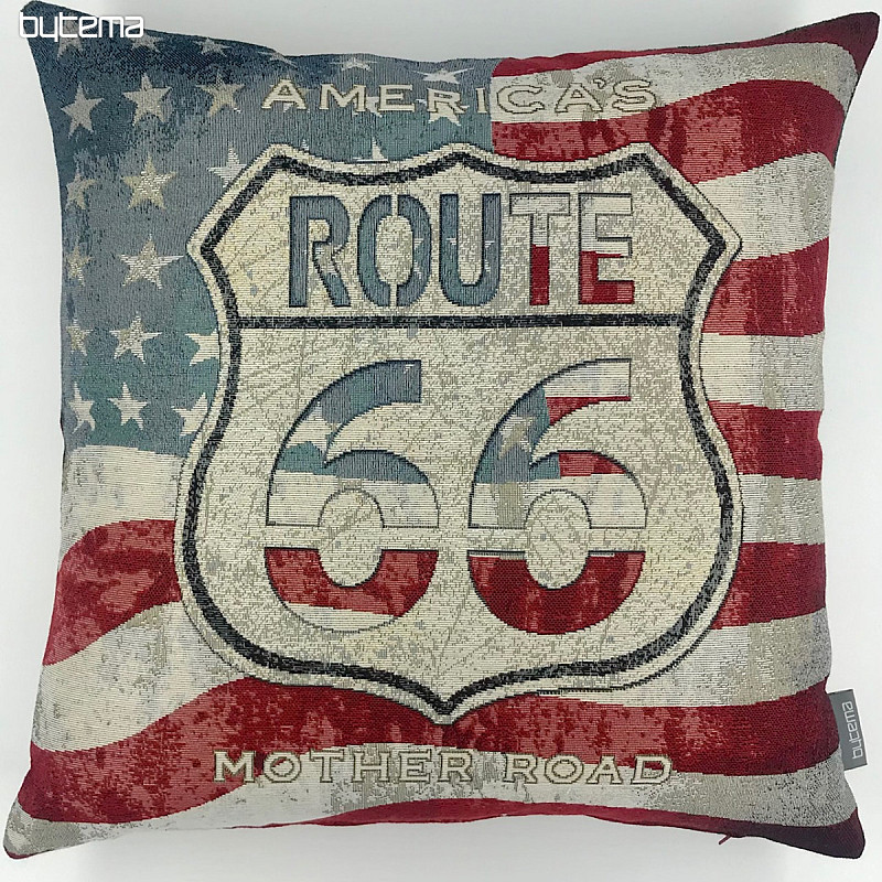 Housse de coussin tapisserie ROUTE 66