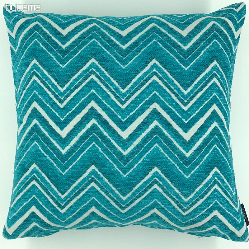 Housse de coussin déco ZIG ZAG bleu turquoise