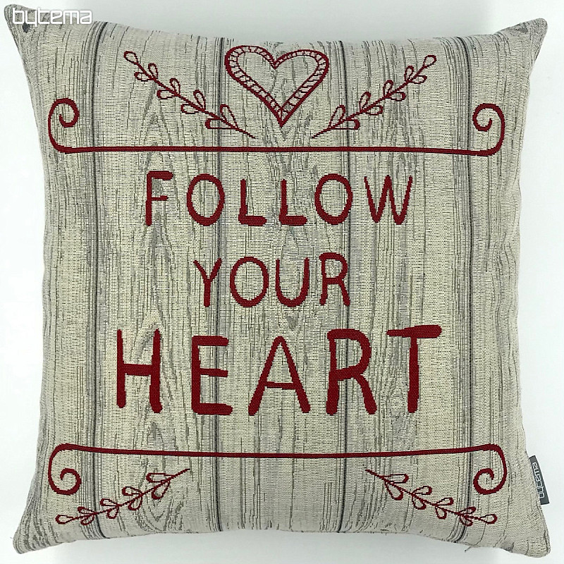 Housse de coussin tapisserie SUIVEZ VOTRE COEUR