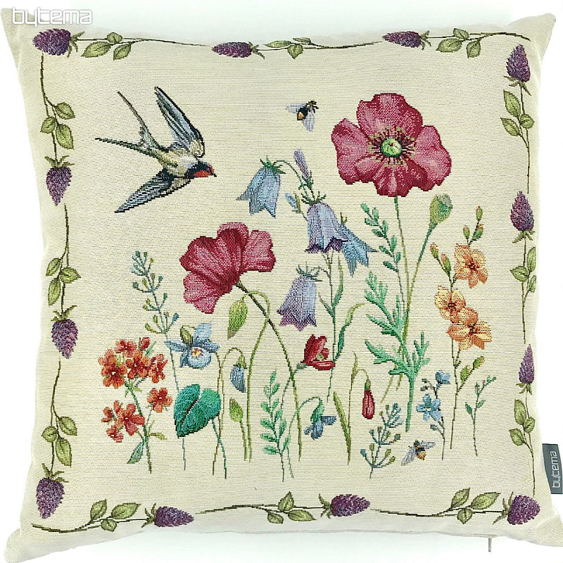 Housse de coussin tapisserie PRAIRIE AVEC UNE HIRONDELLE