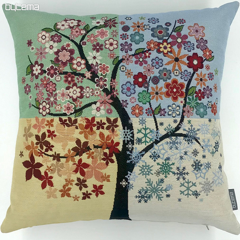 Housse de coussin tapisserie ARBRE 4 SAISONS