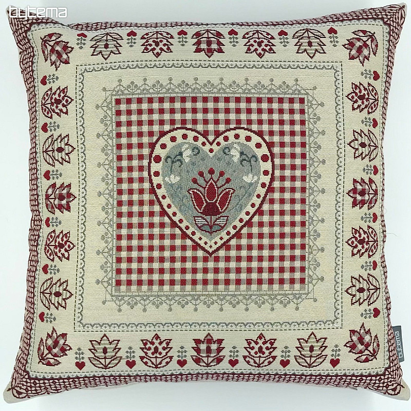 Housse de coussin tapisserie COEUR DENTELLE