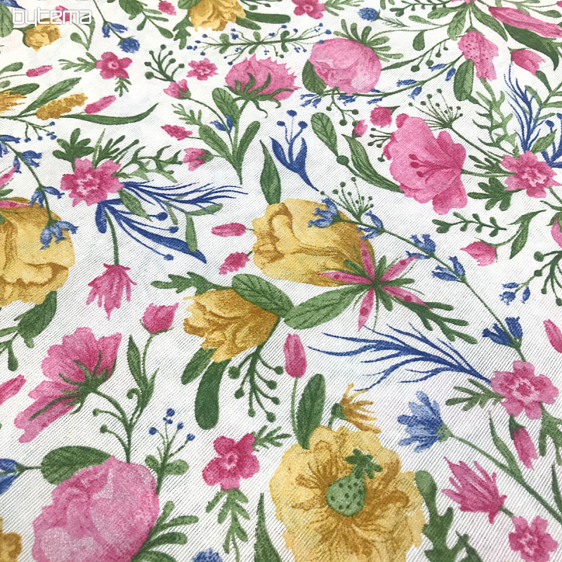 Tissu déco Fleurs CLARA rose