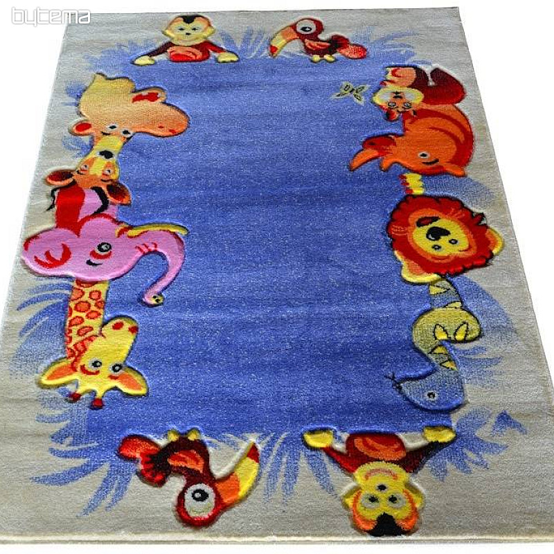 Tapis enfant KIDS SAFARI crème-bleu