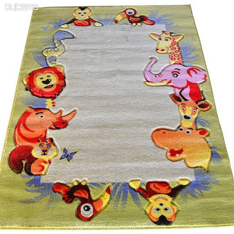 Tapis enfant KIDS SAFARI vert-crème
