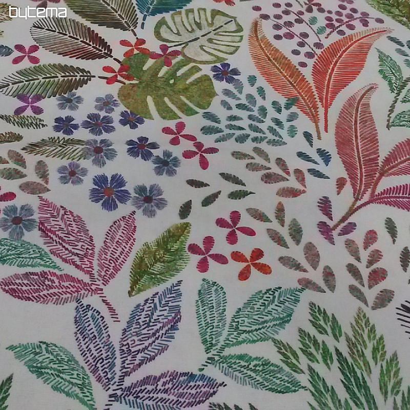 Tissu décoratif MELIA LEAVES coloré