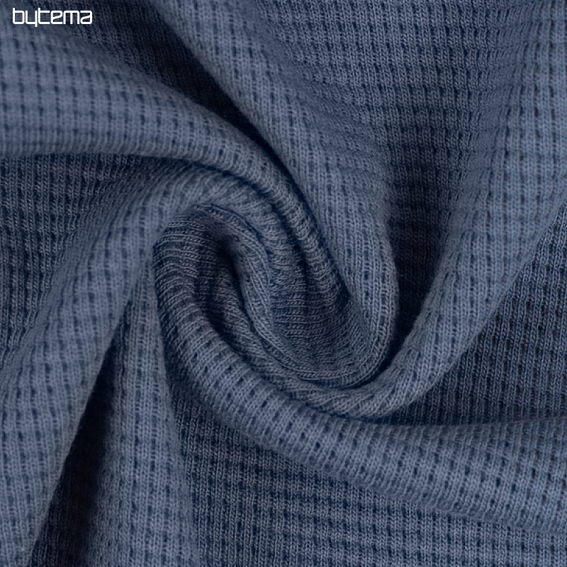 Maille coton tissage gaufré - bleu