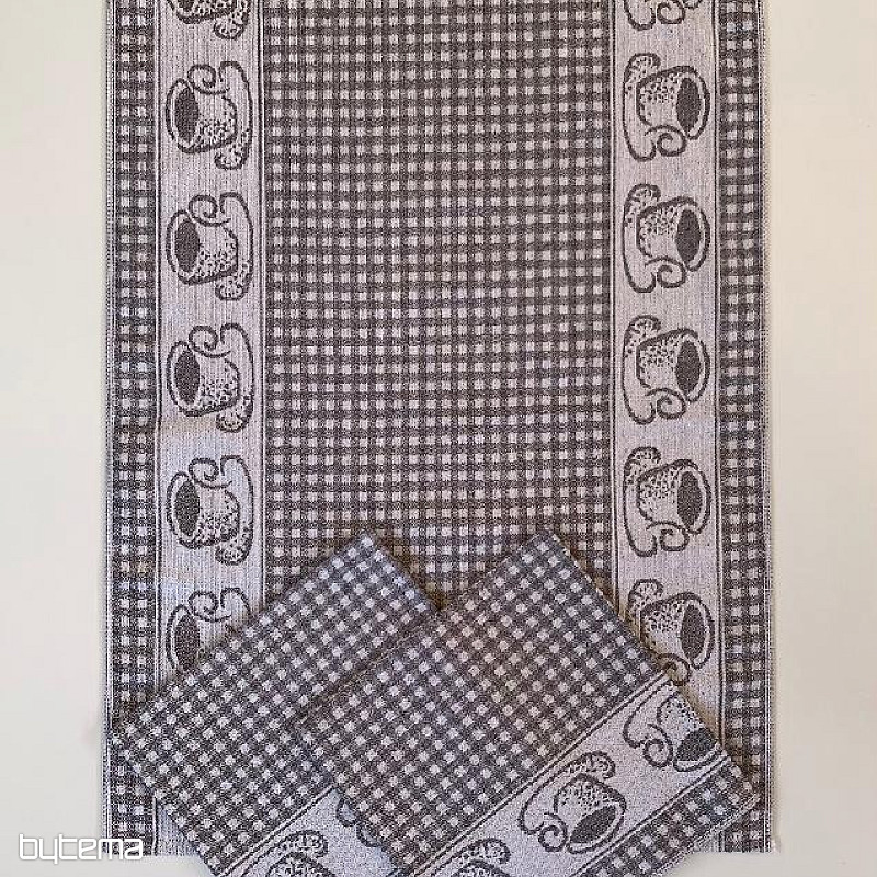 Serviettes Tasses à carreaux marron