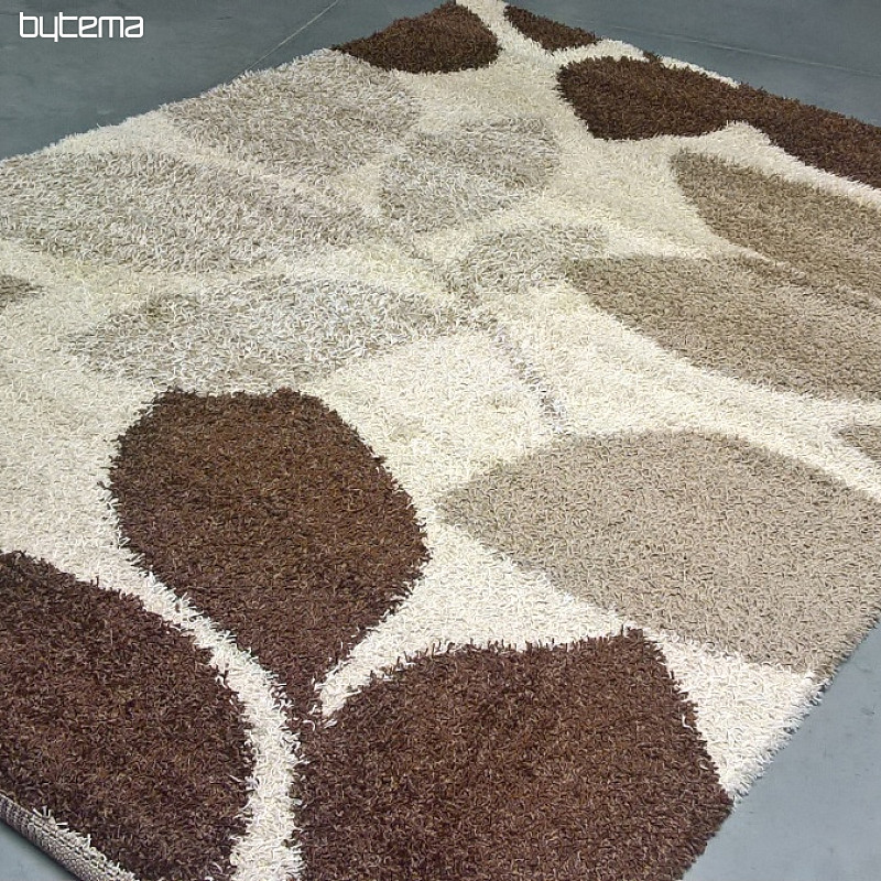 Tapis en pièces SHAGGY EXTRA feuilles beige