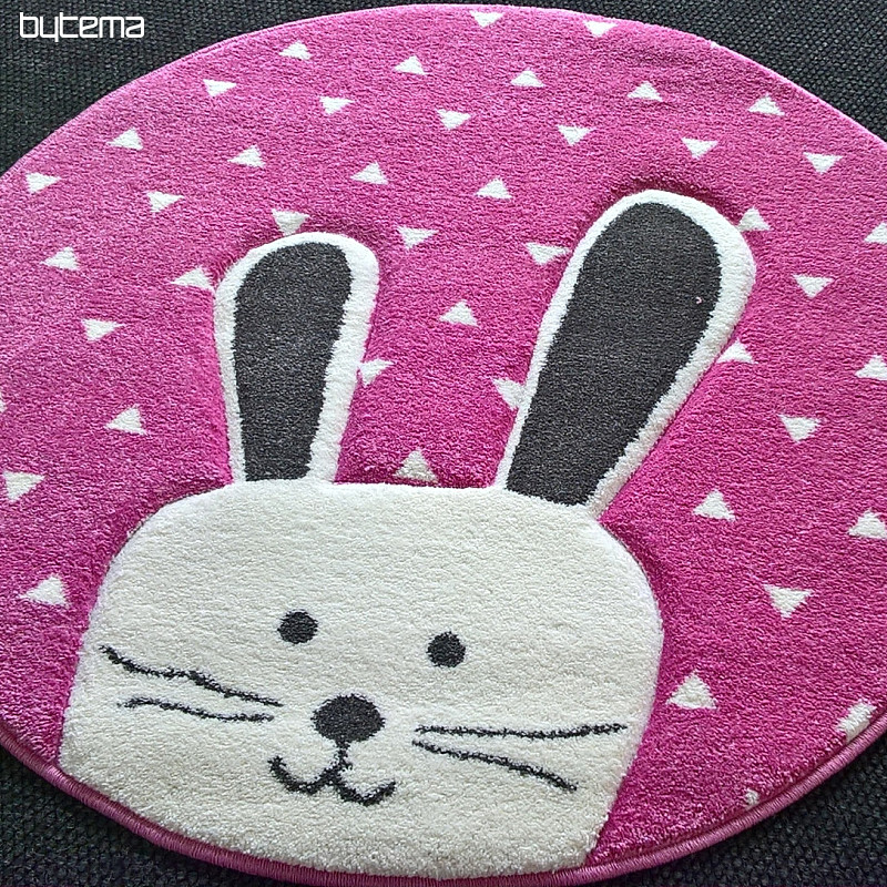 Tapis rond enfant PASTEL Bunny rose