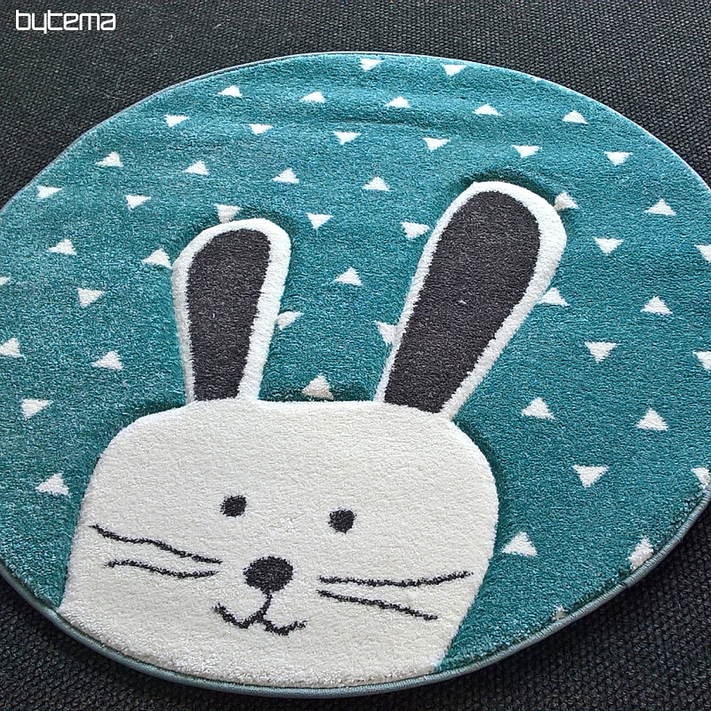 Tapis rond enfant PASTEL Lapin Turquoise