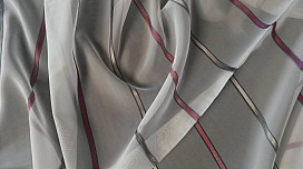Rideau voile rayure gris et violet hauteur 180cm