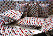 Commande de canapés et coussins en tissu tapisserie Chess