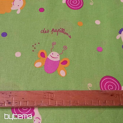 Tissu déco enfant en coton PAPILLONS