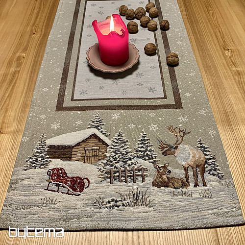 Nappe tapisserie, châle et dressage de table PAYSAGE D&#39;HIVER