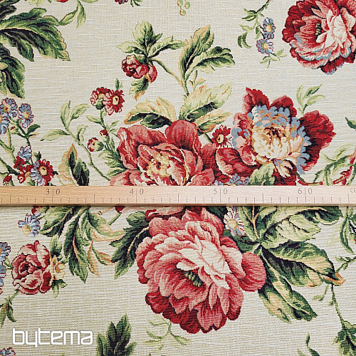 Tissu à tapisserie GRANDE ROSE CRÈME
