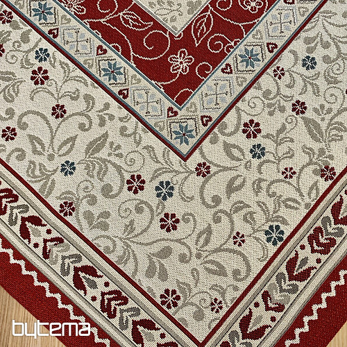 Nappe et châle tapisserie FLEURS DANS UN CADRE