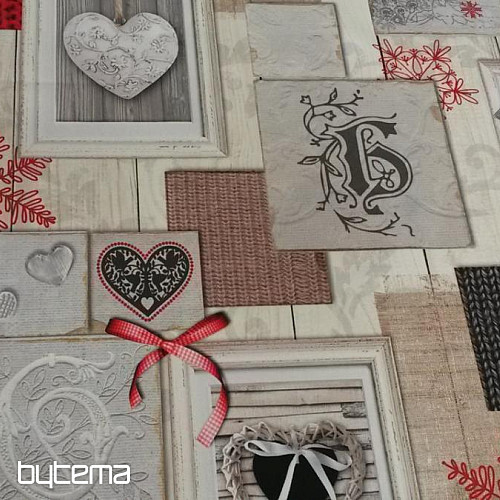 Tissu décoratif COEUR 3D DANS UN CADRE